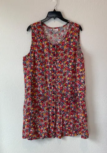 Westbound Vintage Linen Blend Floral Button Front Dress Size XL