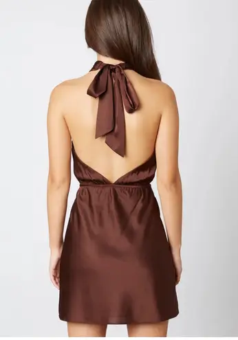 Cotton Candy LA Chocolate Brown Cut Out Halter Mini Dress. Worn Once. Size Small