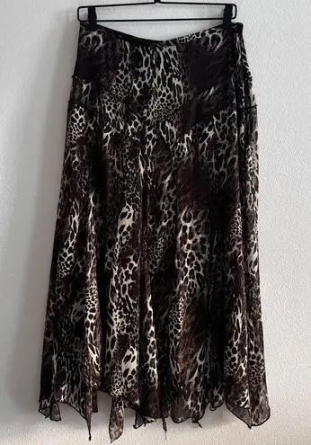 Coco Bianca Leopard Midi Skirt M Brown Size M