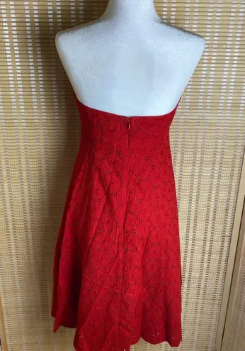 Donna Morgan Red Strapless Eyelet  Dress