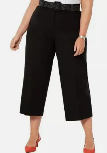 Alfani Women's Deep Black Wide Leg Tummy Control Culotte Pants Size 12 NWT