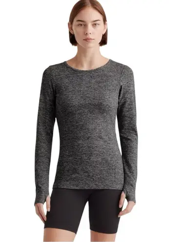 Quince Charcoal Gray Ultra Soft Fitted Long Sleeve Crewneck Top Shirt size Large