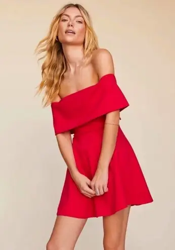 LPA x Revolve off the shoulder red mini dress size medium