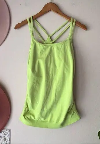 Sweaty Betty  neon green ribbed tank top SIZE XL strappy back compression