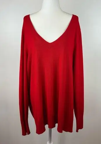 Lane Bryant  Womens Red V-Neck Pullover Sweater Sz 22/24 Holiday Christmas Winter