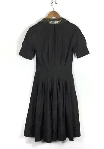 Jason Wu Designer Nylon Stretch Beaded Collar Fit & Flare Mini Dress Size 6