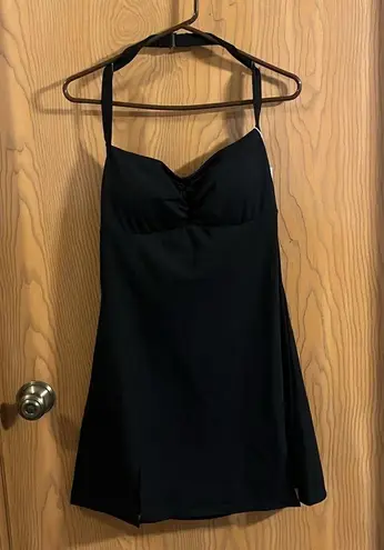 Halara Softlyzero Plush Halter Ruched Backless Split Hem Mini Active Dress NWT