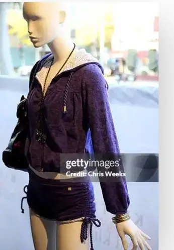 Y2K: new Kritik Nola Terry Juicy Zipper Kangaroo Pocket Hoodie Black L Size L