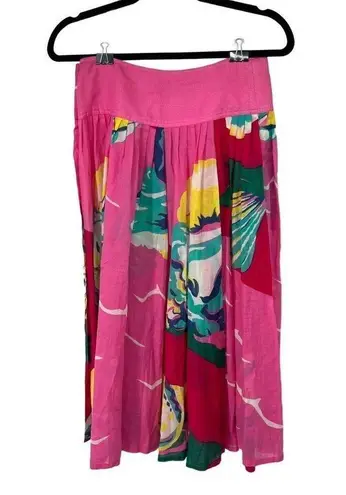 Vintage Valditevere Made In Italy Hot Pink Tropical Floral Print 100% Cotton Ski Size XS
