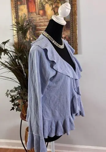 Chadwick's Chadwick’s Women Ruffled Cardigan Open Sweater Size Medium Long Sleeve Ruffle