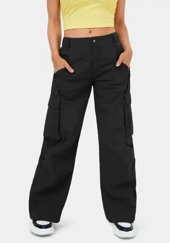Halara Low Rise Button Zipper Side Pocket Wide Leg Casual Cargo Pants Black XL