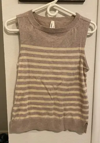 Pact Women's Tan Striped Sleeveless Sweater