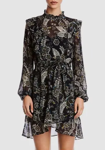 Bailey 44 Viola Floral Ruffle Chiffon Minidress Black Multi Size 6