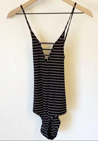 Room Service Stripe Bodysuit Black