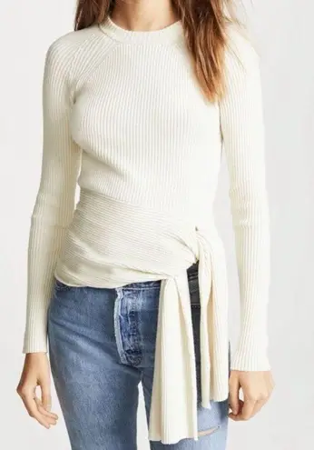 3.1 Phillip Lim Ribbed Sweater With Waist Tie Antique White Beige Size Small