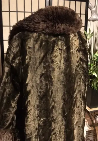 Vintage Teddy Fuzzy Faux Fur shearling boho penny lane hipster phobe western puf Brown Size L