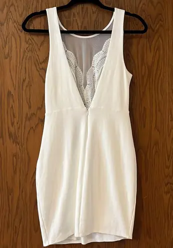 White lace front dress