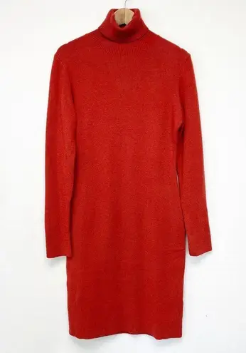 Minimalist Turtleneck Bodycon Sweater Dress Womens XL Red Mobwife Corporate Knit