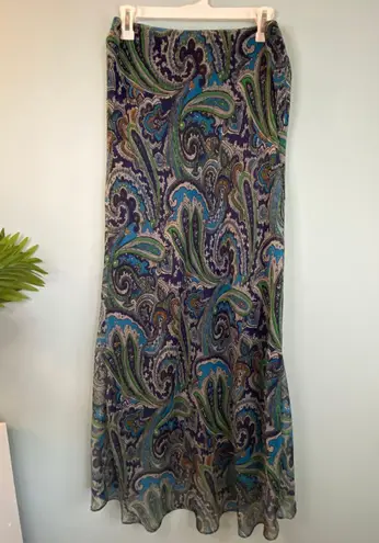 New York & Co. Blue Green Paisley Print Maxi Skirt 