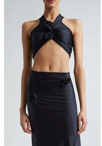 Coperni Rosette Racerback Stretch Jersey Crop Top Black Size XS Sleek Minimal