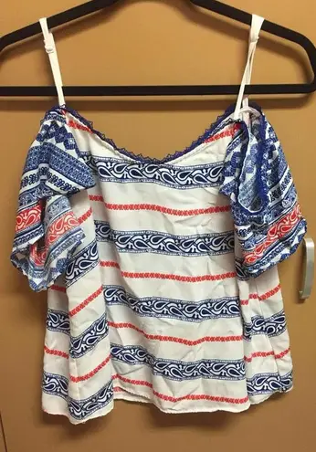 Blue Rain Red White And Blue Patterned Top - Image 3