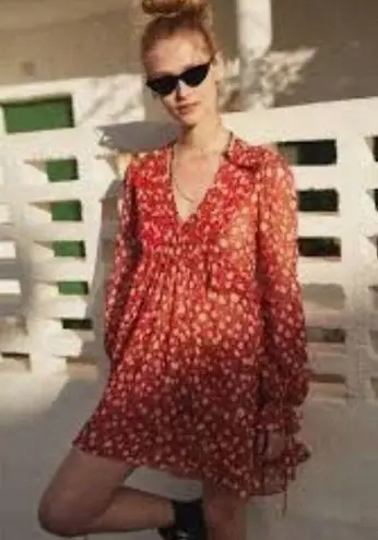 The Kooples Rosa Red Tunic Dress Women’s Size Large Long Sleeve Mini Casual