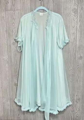 Vintage 1960s St Michaels lingerie mrs maisel style sheer ruffle nightgown robe Blue Size undefined