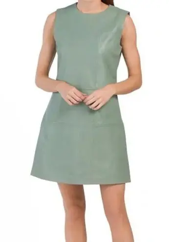 Bod & Christensen Destiny Leather Shift Dress Matte Green NEW Size Medium