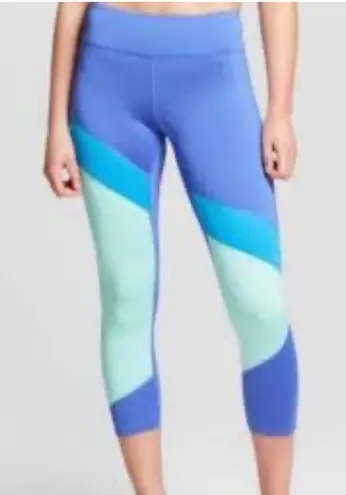 Joy Lab Color Block Blue Cropped Leggings Size Medium - Image 1