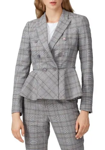 Rebecca Taylor Plaid Wool Blend Peplum Blazer Size 2 New with Tags