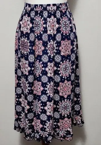 kim rogers Blue Indian Paisley gauze midi skirt size small
