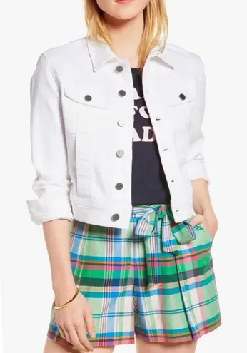 1901 Nordstrom White Soft Denim Jean Button Front Cropped Jacket Size XXL - Image 1