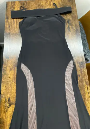 Nightway Black & Beige Cold Shoulder Gown Maxi Mermaid Dress SZ 6