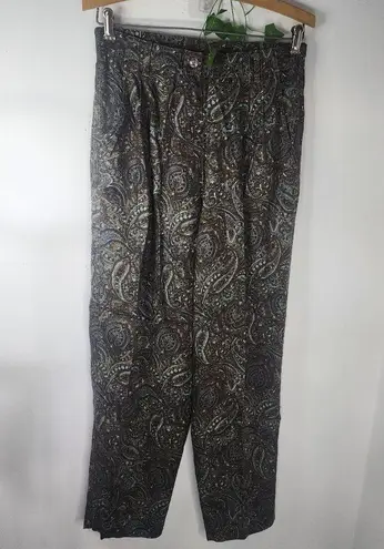 Woolrich Brown Paisley Rayon Pleated Pants
