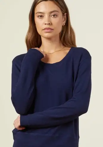 Monrow Navy Super Soft Pullover Sweatshirt Long Sleeve Casual Blue Top XS