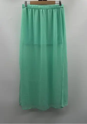 EXPRESS  Light Blue Aqua Sheer Overlay Pull-On Maxi Skirt Size S