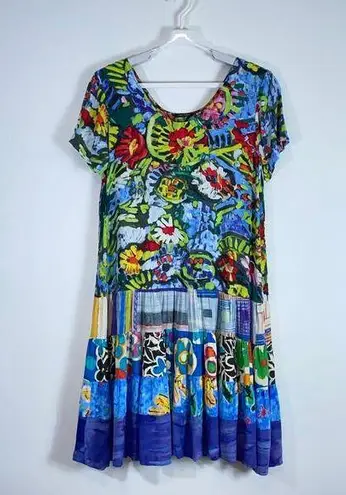 Jams World Vintage Floral Pasa Pasta Scoop Neck Tiered Dress Artsy Size Medium