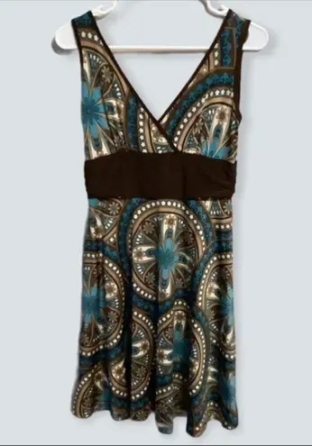 Ad HOC Vintage Y2k Paisley Brown Blue Retro Dress Size Large Womens