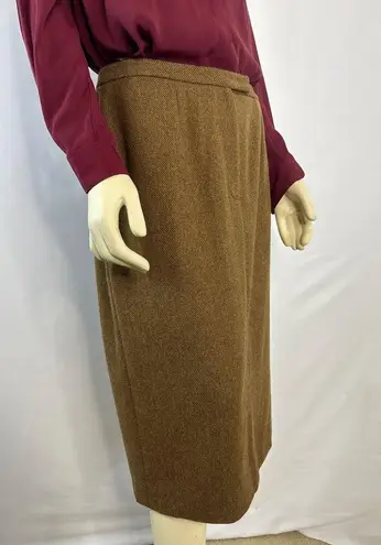 Ralph Lauren Vintage Lauren  100% Lambswool Brown tweed pencil skirt size 8