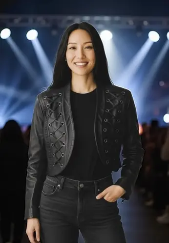 Vintage 90s Y2K: Erez x Lillie Rubin ☻︎ Whip Stitch Leather Jacket ☻︎ Black Gold Size M