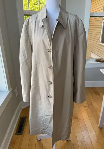 Vintage London Fog Khaki Tan Faux Fur Lined Trench Coat Sz 40 Reg Medium Large