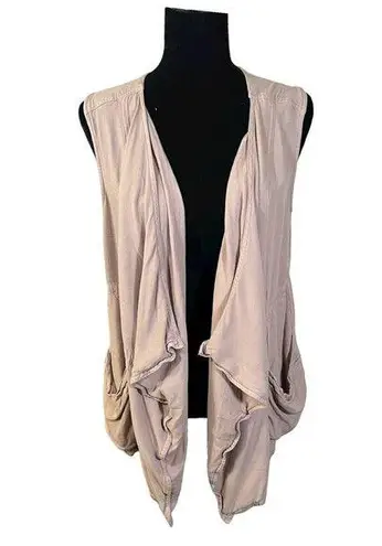 Kori America Cream Beige Lagenlook Flowy Waterfall Vest Women's Size Small