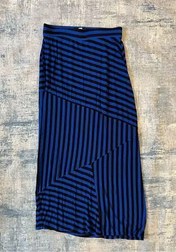 Apt. 9  Blue Black Asymmetrical Striped Maxi Skirt Petite Small