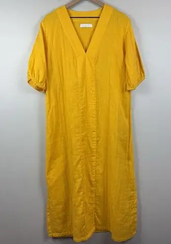 Lake Gauze Caftan Muslin Lounge Dress Yellow Large Boho Lagenlook Coastal Travel