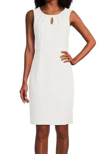 Kasper NWT  Pique Keyhole-Neck Sheath Dress in lily white