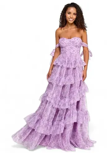 Lavender floral print Tiered Off