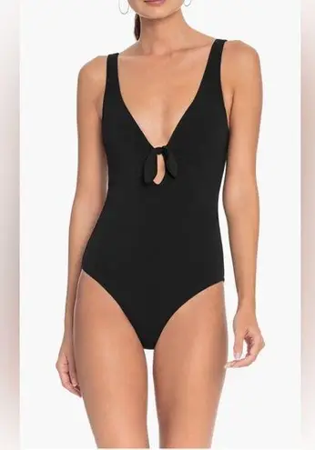 Robin Piccone Ava Plunge Underwire One-Piece swimsuit, Black, Size 10, $178