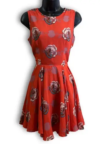 Maison Jules Hibiscus Bloom Combo Pink Sleeveless Floral Fit & Flare Mini Dress