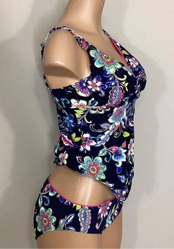 Anne cole NEW.  twist front underwire floral print tankini set. 36DD-cup/L-bottom