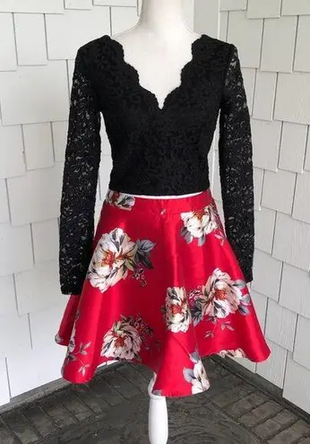 City Studio Women's Black/Red Top/Skirt Two Piece Mix & Match Set sz Jr's 3